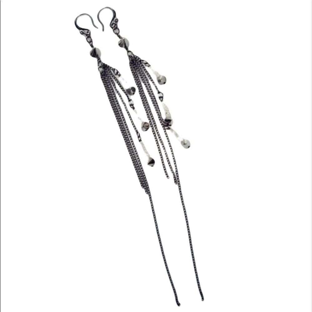 Hand crafted moonstone pyramid spike long earrings new without tags